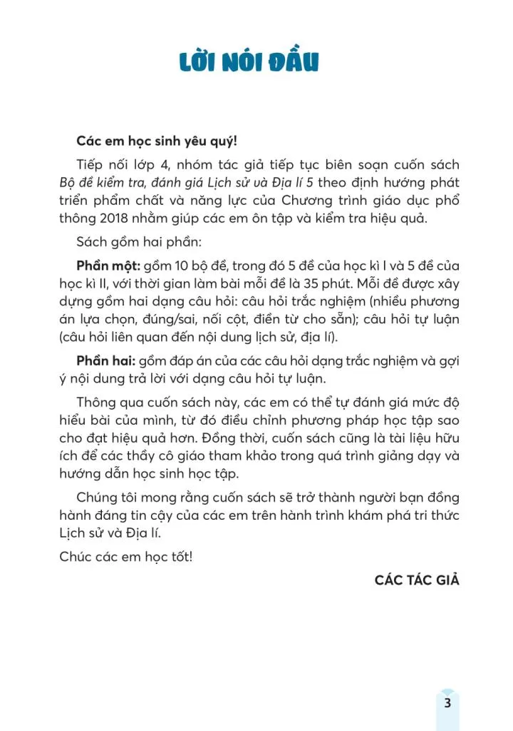 BỘ ĐỀ KIỂM TRA, ĐÁNH GIÁ LỊCH SỬ VÀ ĐỊA LÍ LỚP 5 (Theo chương trình GDPT 2018)